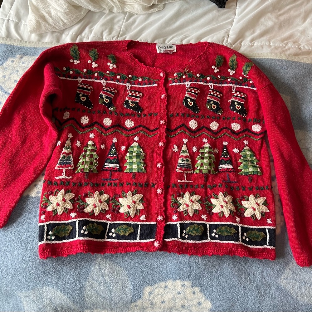 Vintage women’s Christmas knit sweater, size large